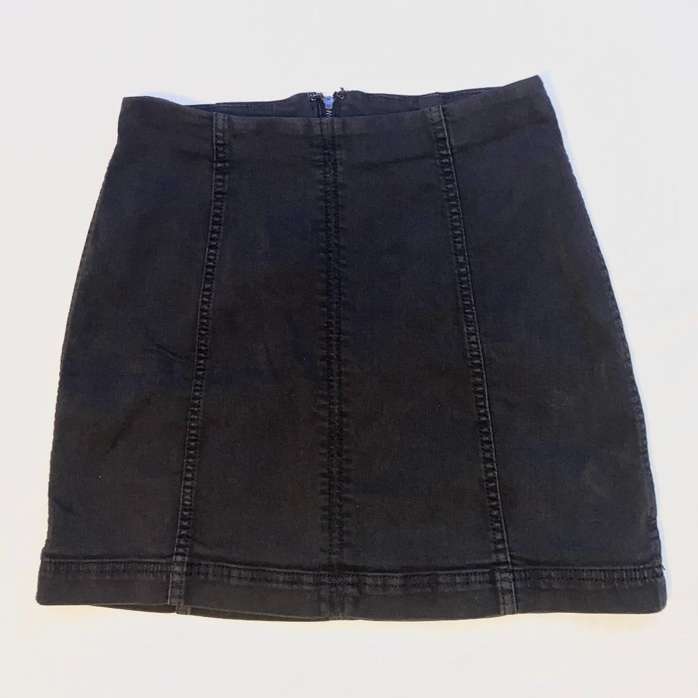 Free People Modern Femme Black Jean Skirt